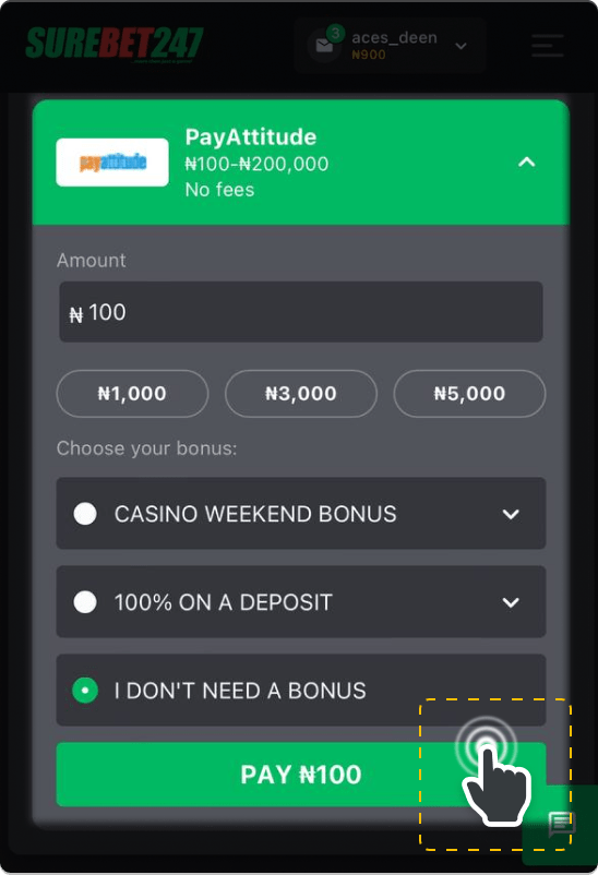 6. How to Deposit using PayAttitude